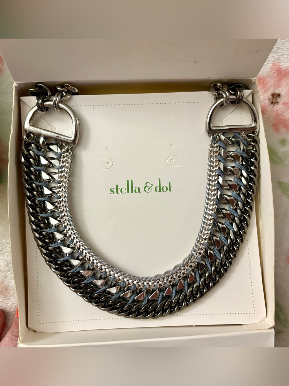 Stella & Dot Femme Fatale Silver Tone Statement Necklace